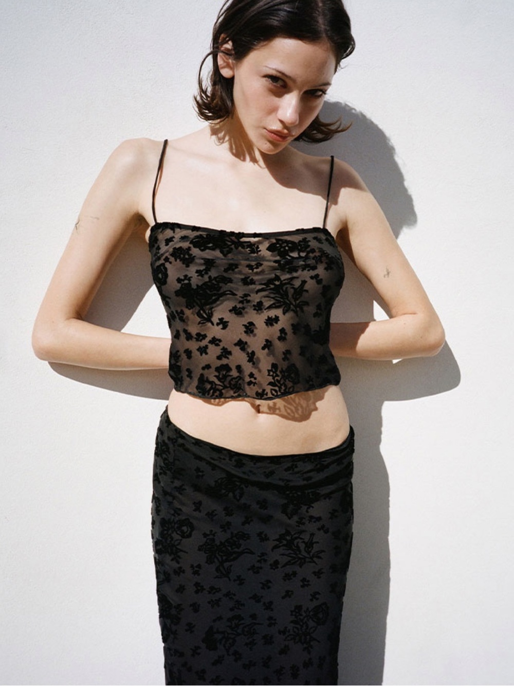 NWT Realisation Par Bea Silk Velvet Bias Midi Skirt Black - Picture 4 of 13